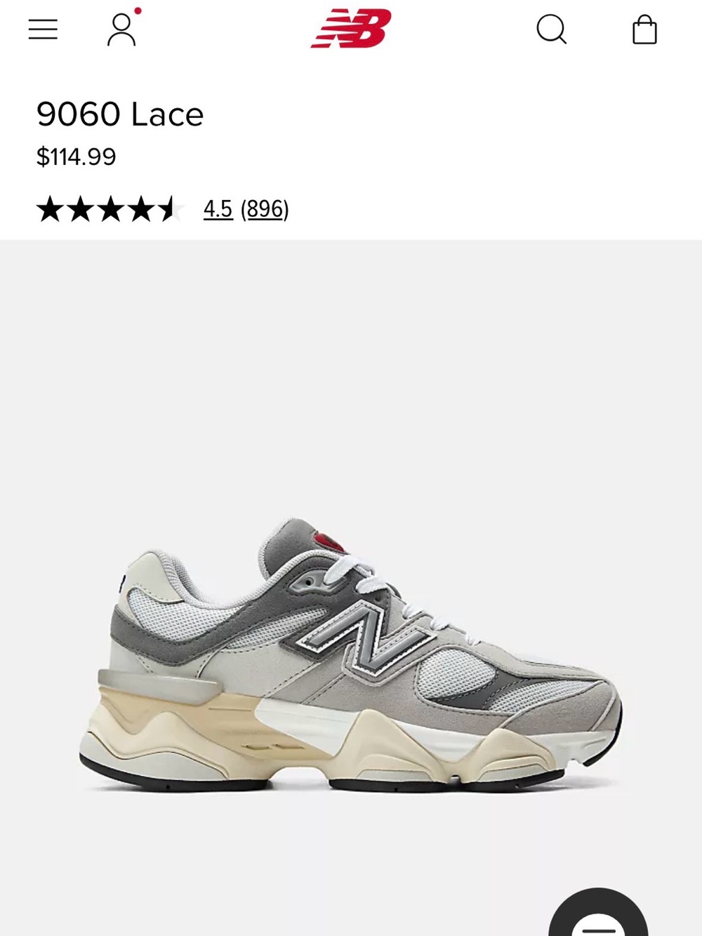 New Balance 9060 Lace Sneakers in Raincloud/Castlerock